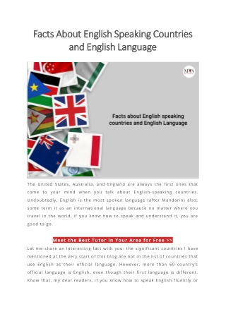 Facts About English Speaking Countries and English Language