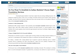 Do You Want To Establish In Indian Markets Choose Right Translation Services