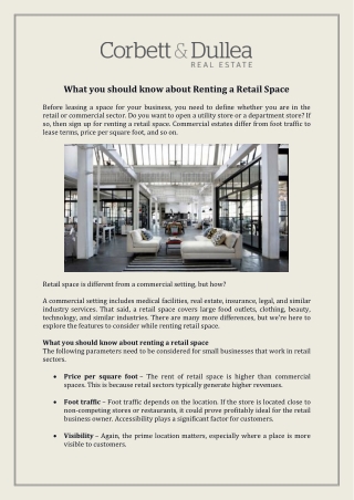 What you should know about Renting a Retail Space