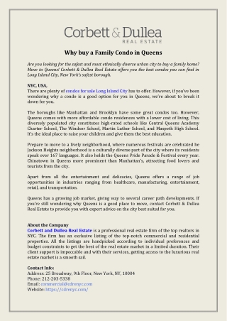 Why buy a Family Condo in Queens