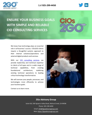 ENSURE YOUR BUSINESS GOALS WITH SIMPLE AND RELIABLE CIO CONSULTING SERVICES