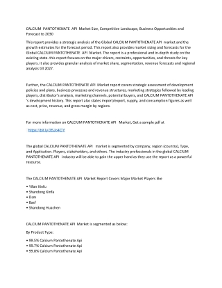 Calcium Pantothenate API Market-converted