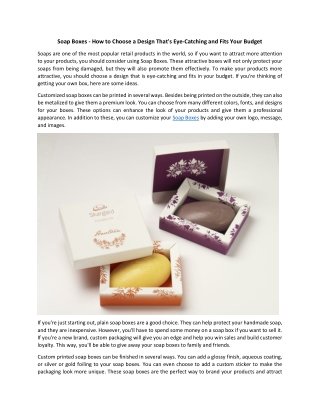 Soap Boxes – How to Choose a Design That’s Eye-Catching and Fits Your Budget