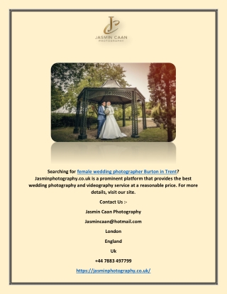Female Wedding Photographer Burton In Trent | Jasminphotography.co.uk