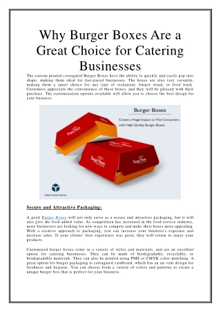 Why Burger Boxes Are a Great Choice for Catering Businesses