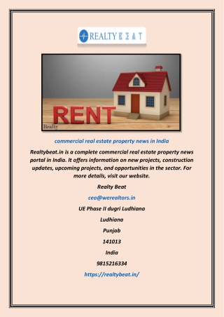 Commercial Real Estate Property News in India | Realtybeat.in