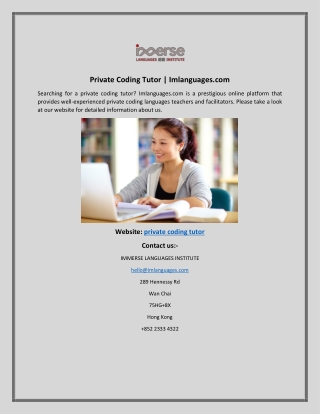 Private Coding TutorImlanguages