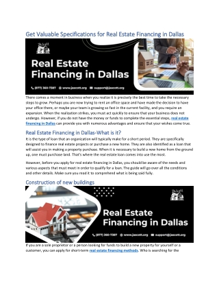 Get Valuable Specifications for Real Estate Financing in Dallas-converted