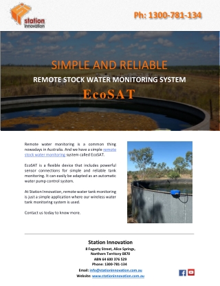 SIMPLE AND RELIABLE REMOTE STOCK WATER MONITORING SYSTEM EcoSAT