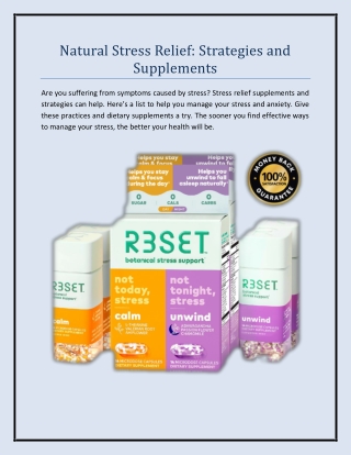 Natural Stress Relief: Strategies and Supplements