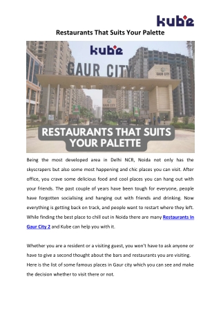 Restaurants That Suits Your Palette