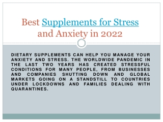 Best Supplements for Stress and Anxiety in 2022