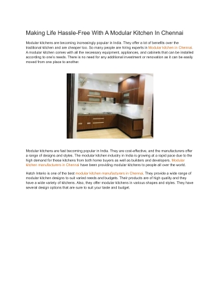 Making Life Hassle-Free With A Modular Kitchen In Chennai
