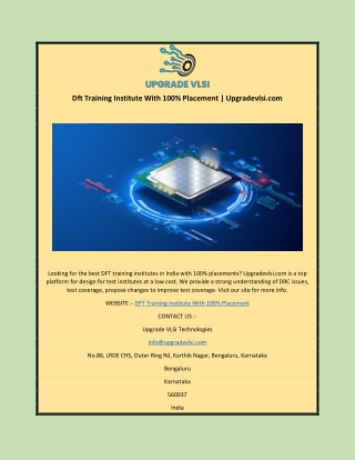 Dft Training Institute With 100% Placement | Upgradevlsi.com
