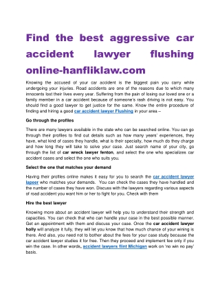 Find the best aggressive car accident lawyer flushing online-hanfliklaw.com