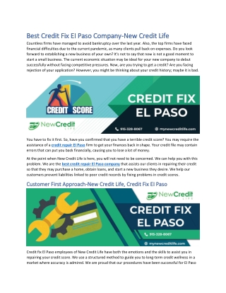 Best Credit Fix EI Paso Company-New Credit Life-converted