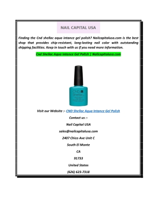 Cnd Shellac Aqua Intance Gel Polish  Nailcapitalusa.com