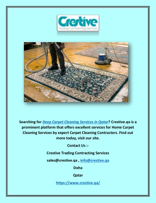 Deep Carpet Cleaning Services in Qatar | Crestive.qa