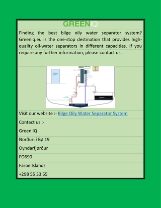 Bilge Oily Water Separator System | Greeniq.eu
