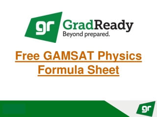 Free GAMSAT Physics Formula Sheet