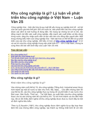 Khu công nghiệp là gì? Phát triển khu công nghiệp ở Việt Nam – Luận Văn 2S