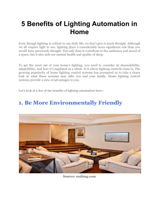 5 Benefits of Lighting Automation in Home