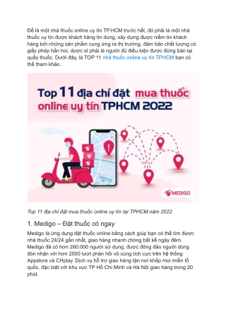 Top 11 địa chỉ đặt mua thuốc online uy tín TPHCM 2022