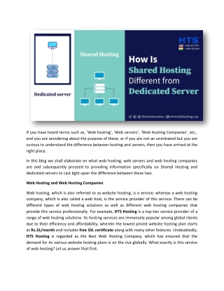 Shared Hosting Different from Dedicated Servers