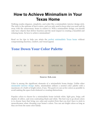 How to Achieve Minimalism in Your Texas Home