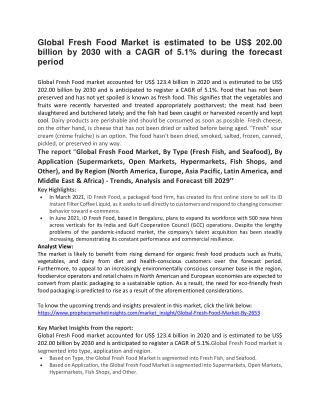 Global Fresh Food Market is estimated to be US