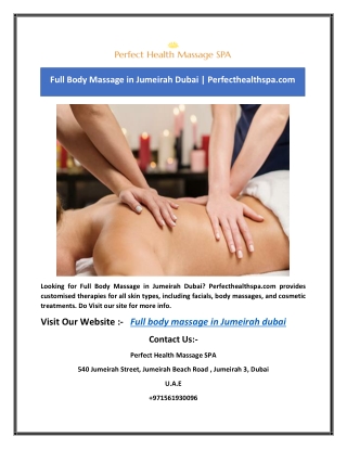 Full Body Massage in Jumeirah Dubai | Perfecthealthspa.com
