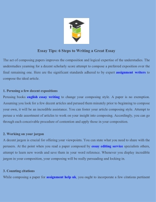 Essay Tips 6 Steps To Writing A Great Essay