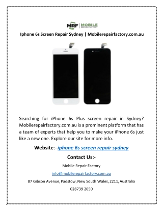 Iphone 6s Screen Repair Sydney | Mobilerepairfactory.com.au
