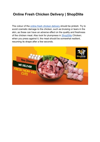 Online Fresh Chicken Delivery | ShopDlite