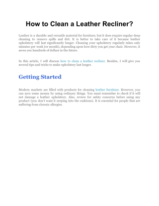 How to Clean a Leather Recliner_