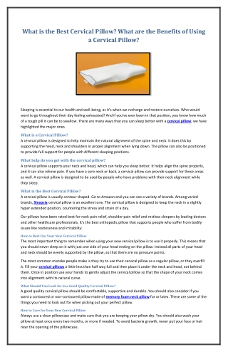 What is the best cervical pillow What are the benefits of using a cervical
