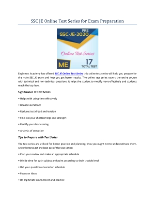 SSC JE Online Test Series for Exam Preparation