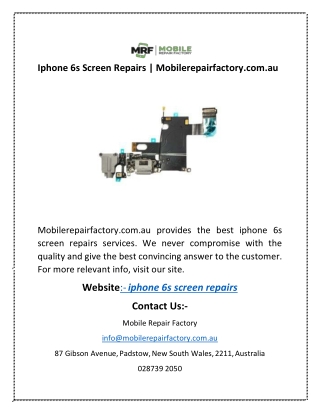 Iphone 6s Screen Repairs | Mobilerepairfactory.com.au