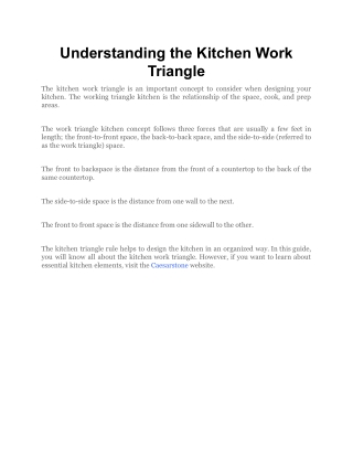 Understanding the Kitchen Work Triangle