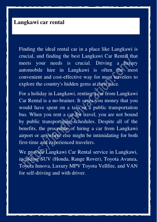 Langkawi car rental