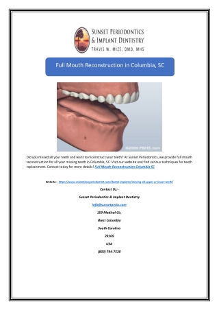 Full Mouth Reconstruction in Columbia, SC