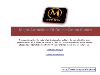 Major Attractions of Online Casino Games M99winmy.com