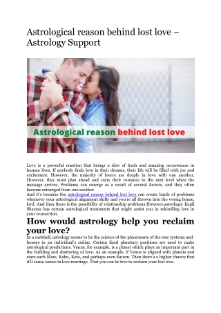 Astrological reason behind lost love – Astrology Support