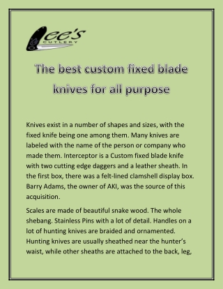 Custom blade knives