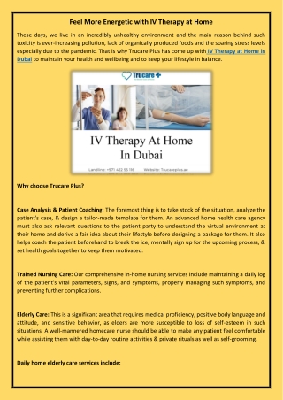 IV Therapy at Home in Dubai