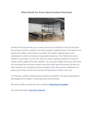 What Should You Know About Furniture Financing?