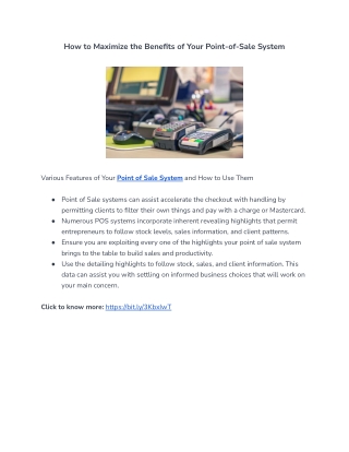 How to Maximize the Benefits of Your Point-of-Sale System