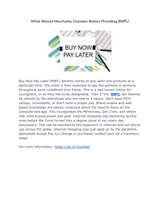 What Should Merchants Consider Before Providing BNPL?