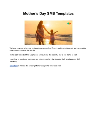 Mother’s Day SMS Templates