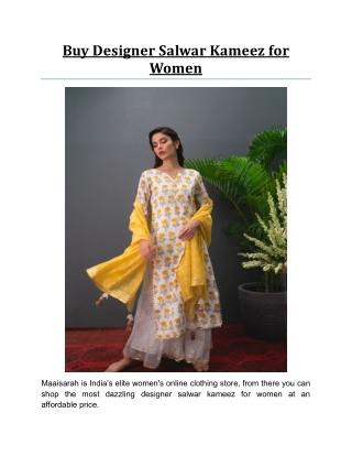 Buy Designer Salwar Kameez for Women